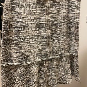 Max Studio Black & White Tweed High-Low Ruffle Hem Skirt